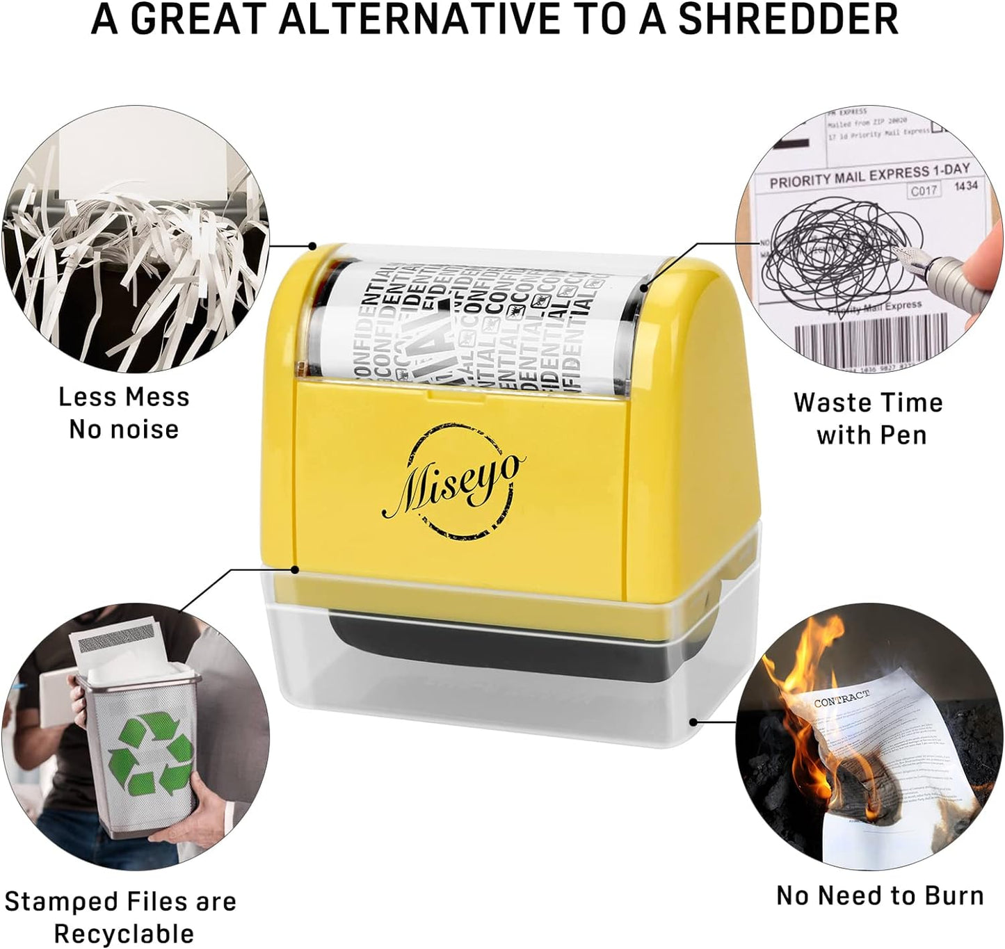 Wide Roller Stamp Identity Theft Stamp 1.5 Inch Perfect for Privacy Protection - Yellow