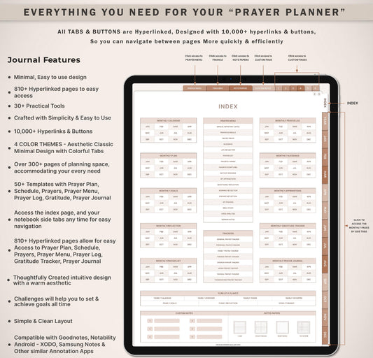 The Ultimate Digital Prayer Planner™ | 810+ Hyperlinked Pages, 50+ Templates & 10,000+ Quick-Access Buttons