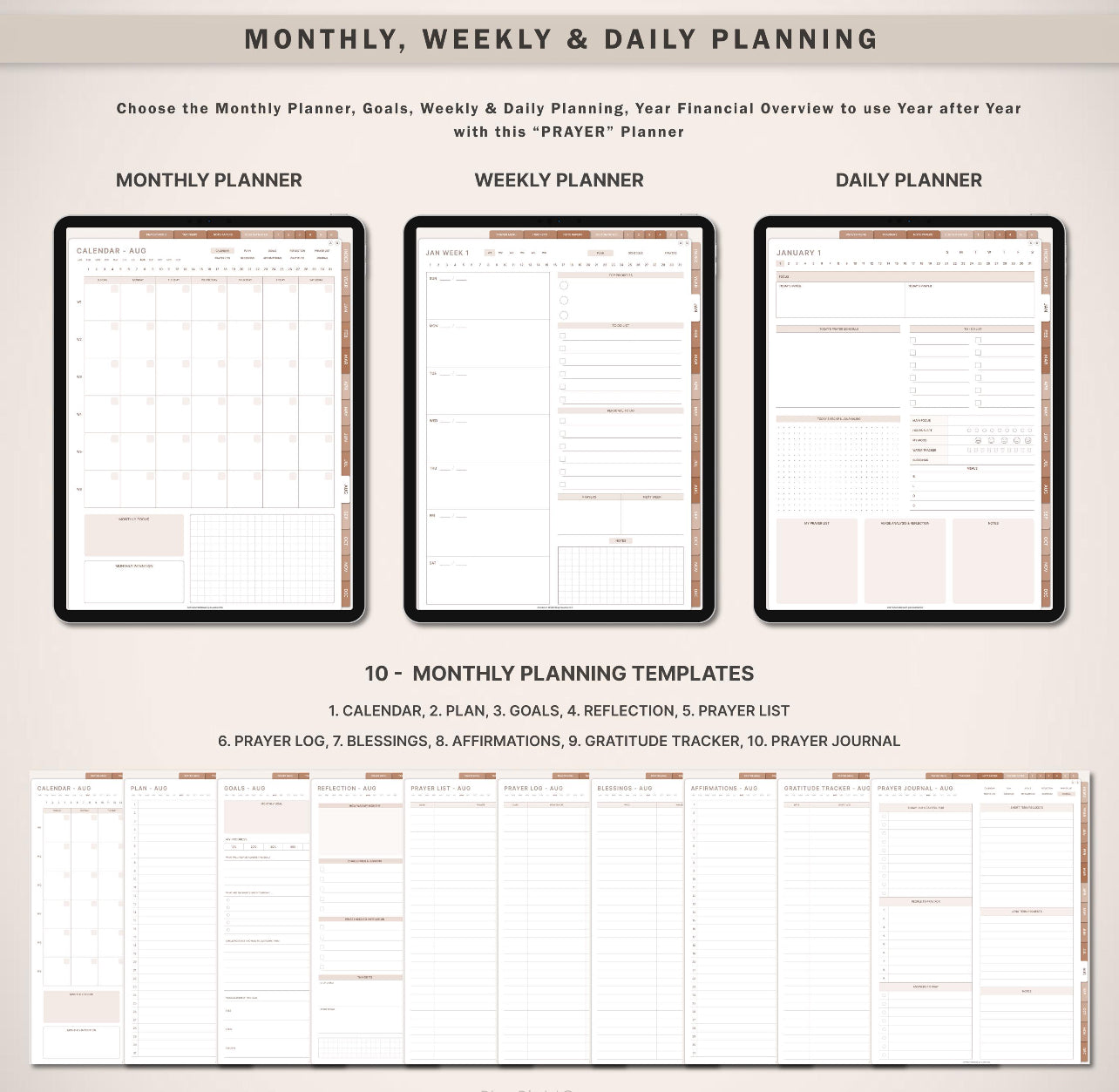 The Ultimate Digital Prayer Planner™ | 810+ Hyperlinked Pages, 50+ Templates & 10,000+ Quick-Access Buttons