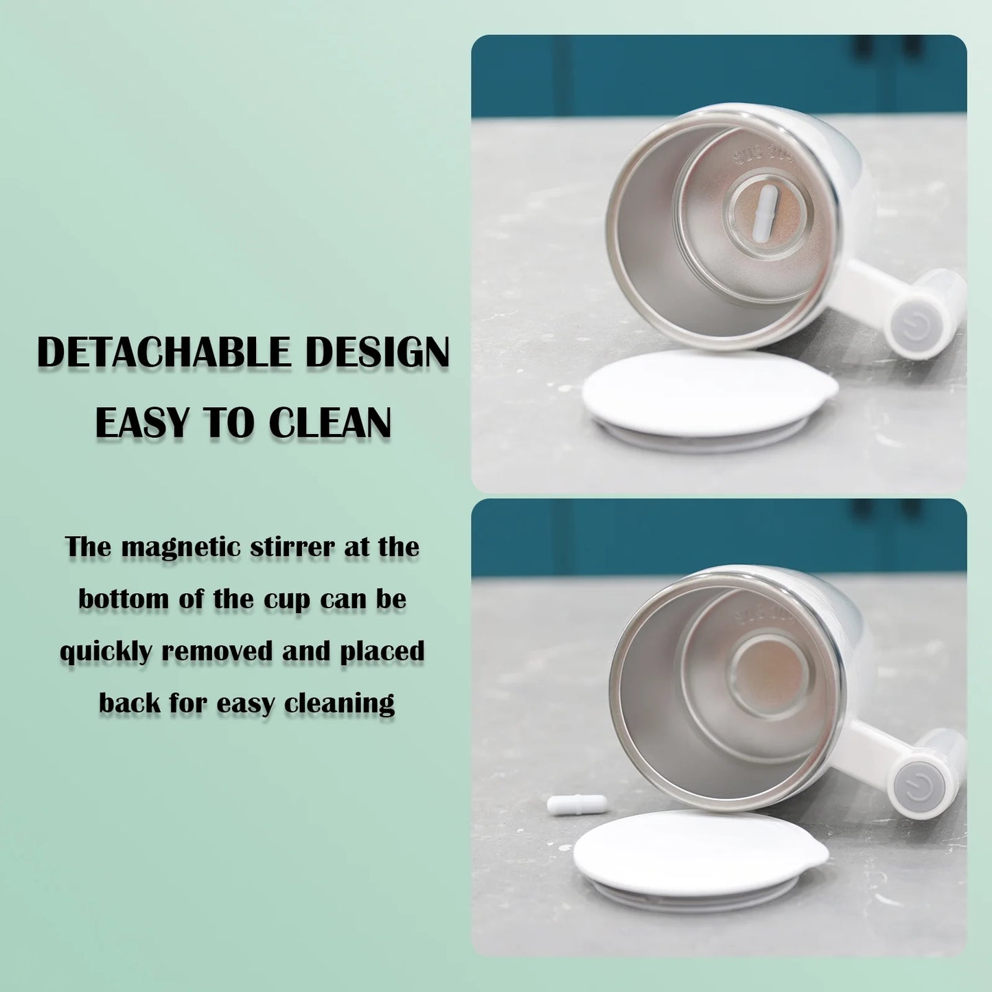 Rechargeable Self Stirring Mug - Magnetic Electric Auto Mixing Stainless Steel Cup for Office/Kitchen/Travel/Home Coffee/Tea/Hot Chocolate/Milk-430 Ml/14.5 Oz(White)