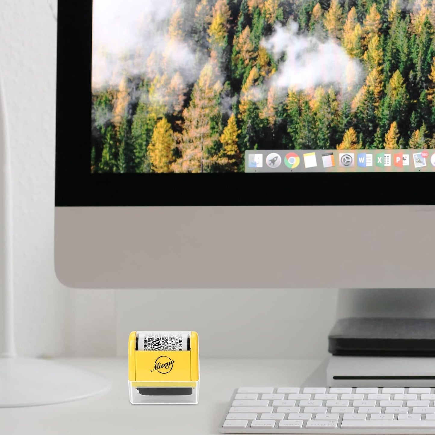 Wide Roller Stamp Identity Theft Stamp 1.5 Inch Perfect for Privacy Protection - Yellow