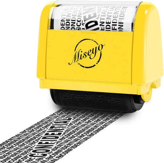 Wide Roller Stamp Identity Theft Stamp 1.5 Inch Perfect for Privacy Protection - Yellow